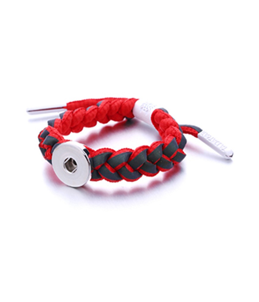 Pulsera de Tejido Trenzado con Broche "Rojo atardecer"